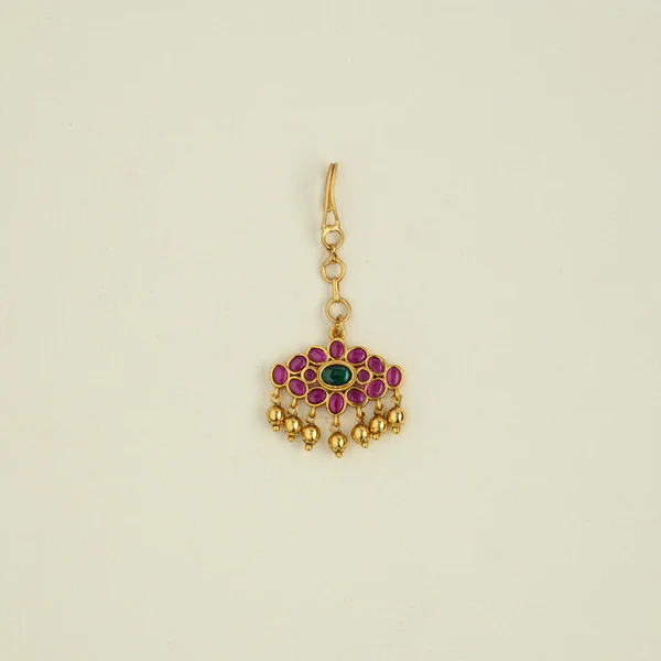 Gold tone Ruby stone Tikka
